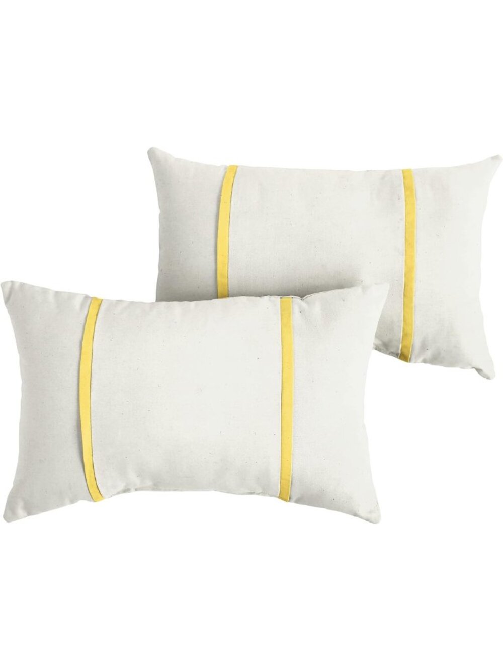 Indoor/Outdoor Lumbar Pillows Set of 2 - Canvas Natural Ivory & Yellow Decor